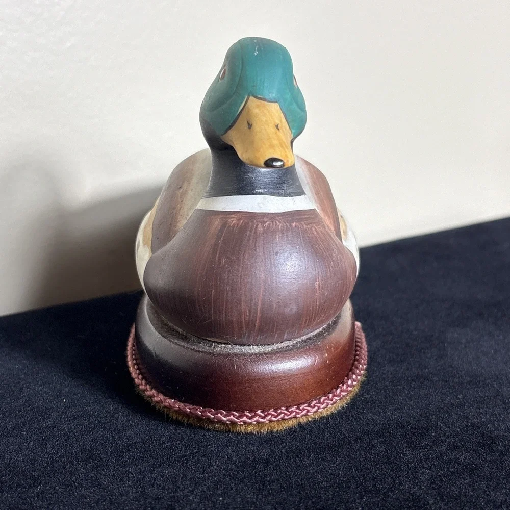 Vintage Mallard Duck Shoe Brush Ceramic On Wood Cabin Lodge Lake Decor 5x2.75x4